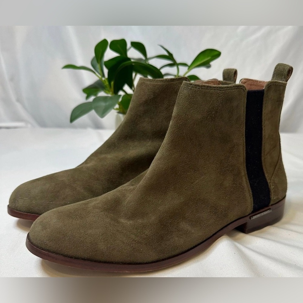 Louise et Cie Olive Green Suede Chelsea Ankle Boots